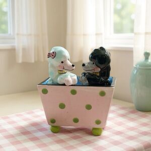 RUBY Ceramic Poodle Dogs Salt & Pepper Shakers – 3-Piece Set by BABS